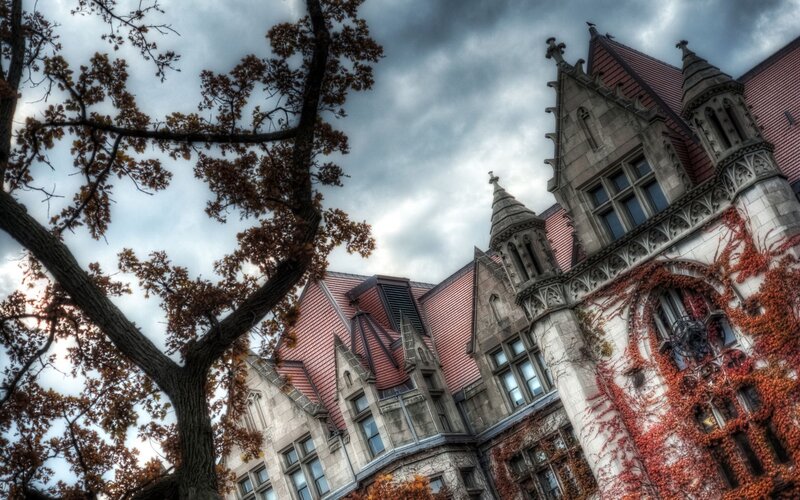 Gothic building with ivy