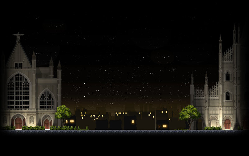 Gothic Buildings at Night — Black