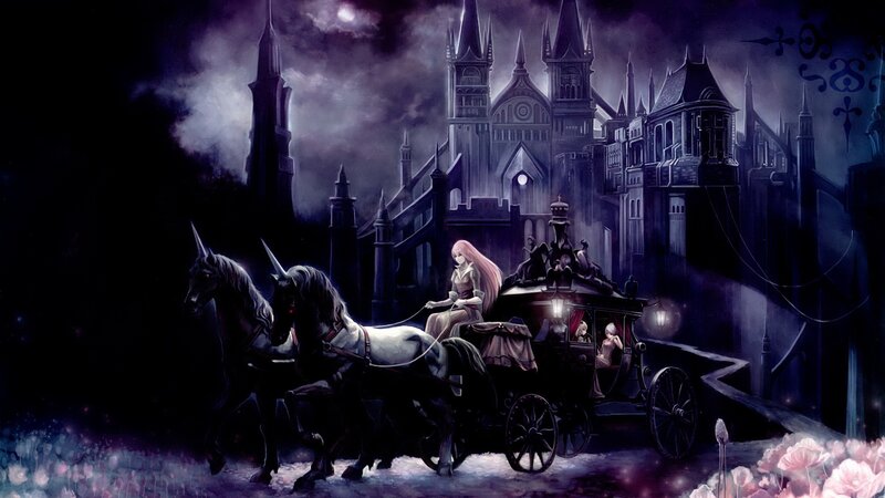 Gothic carriage at night