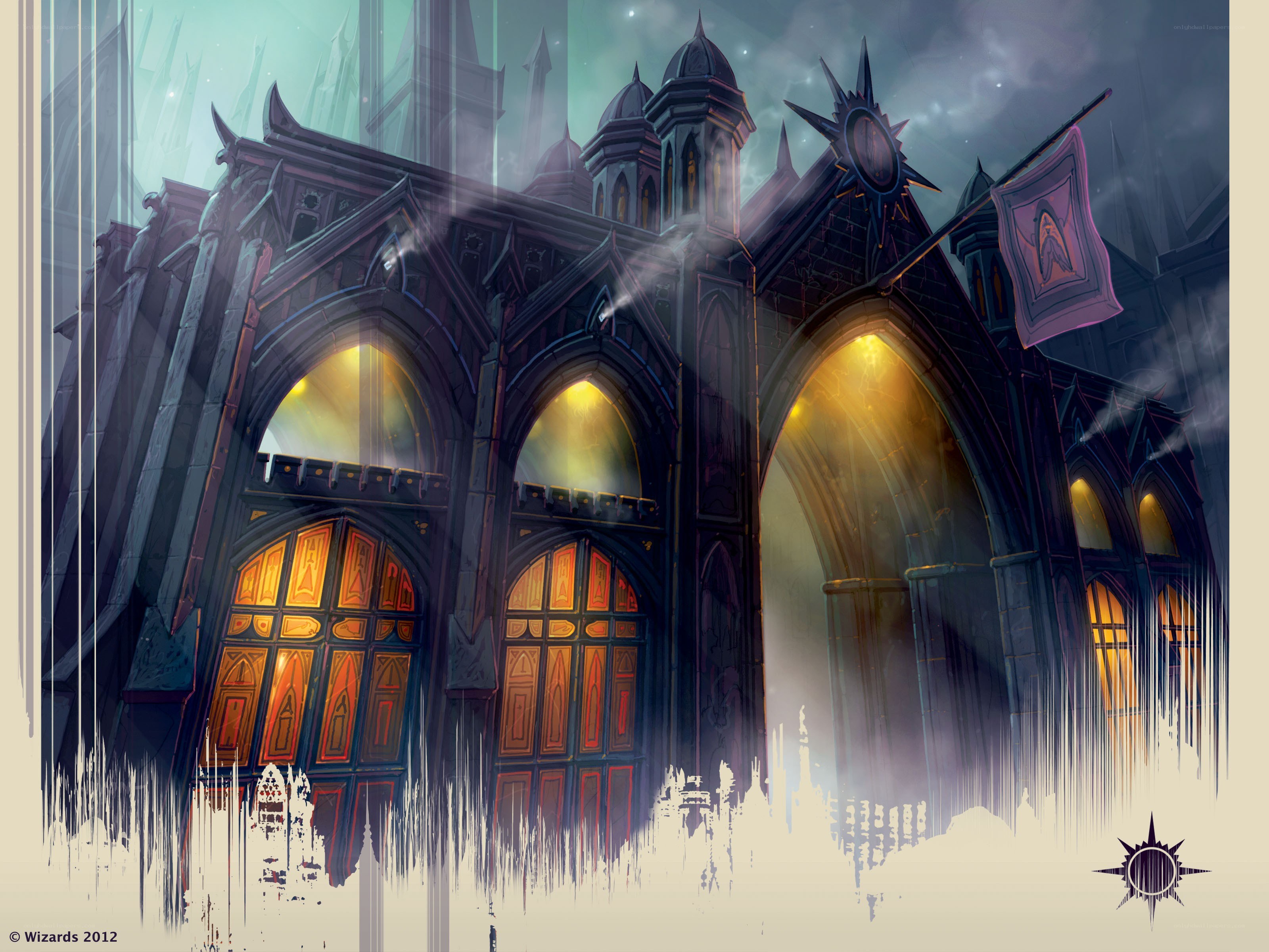Gothic castle at night