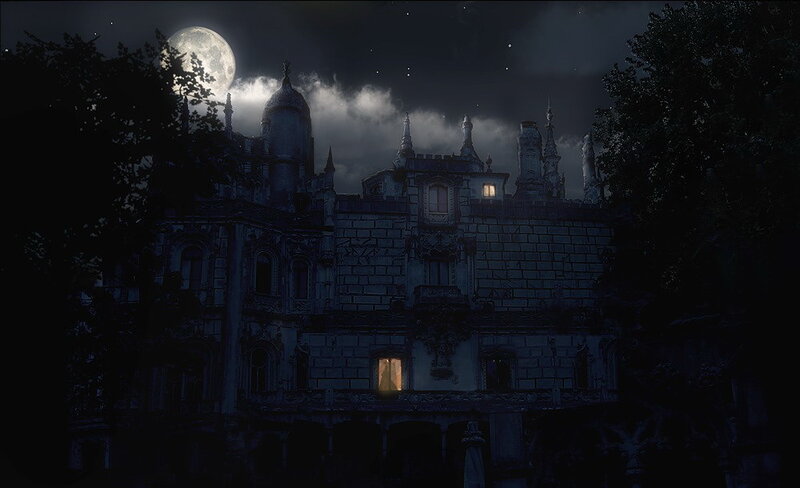 Gothic Castle at Night — Black