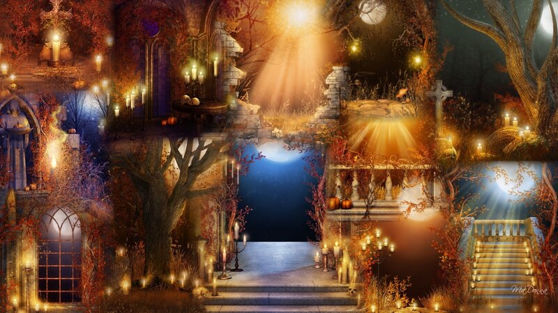 Gothic Castle at Night — Orange