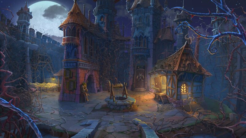 Gothic Castle Courtyard — Blue, Dark