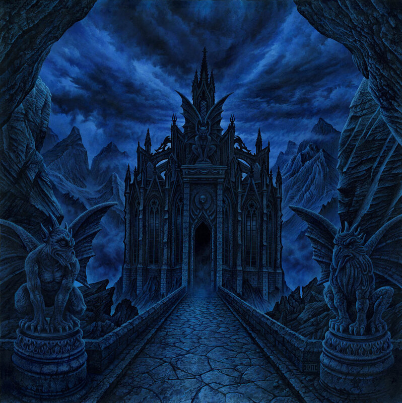 Gothic castle in a dark valley