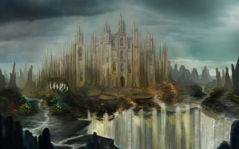 Gothic castle in a storm