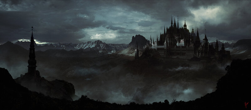 Gothic Castle in Mountains — Gray