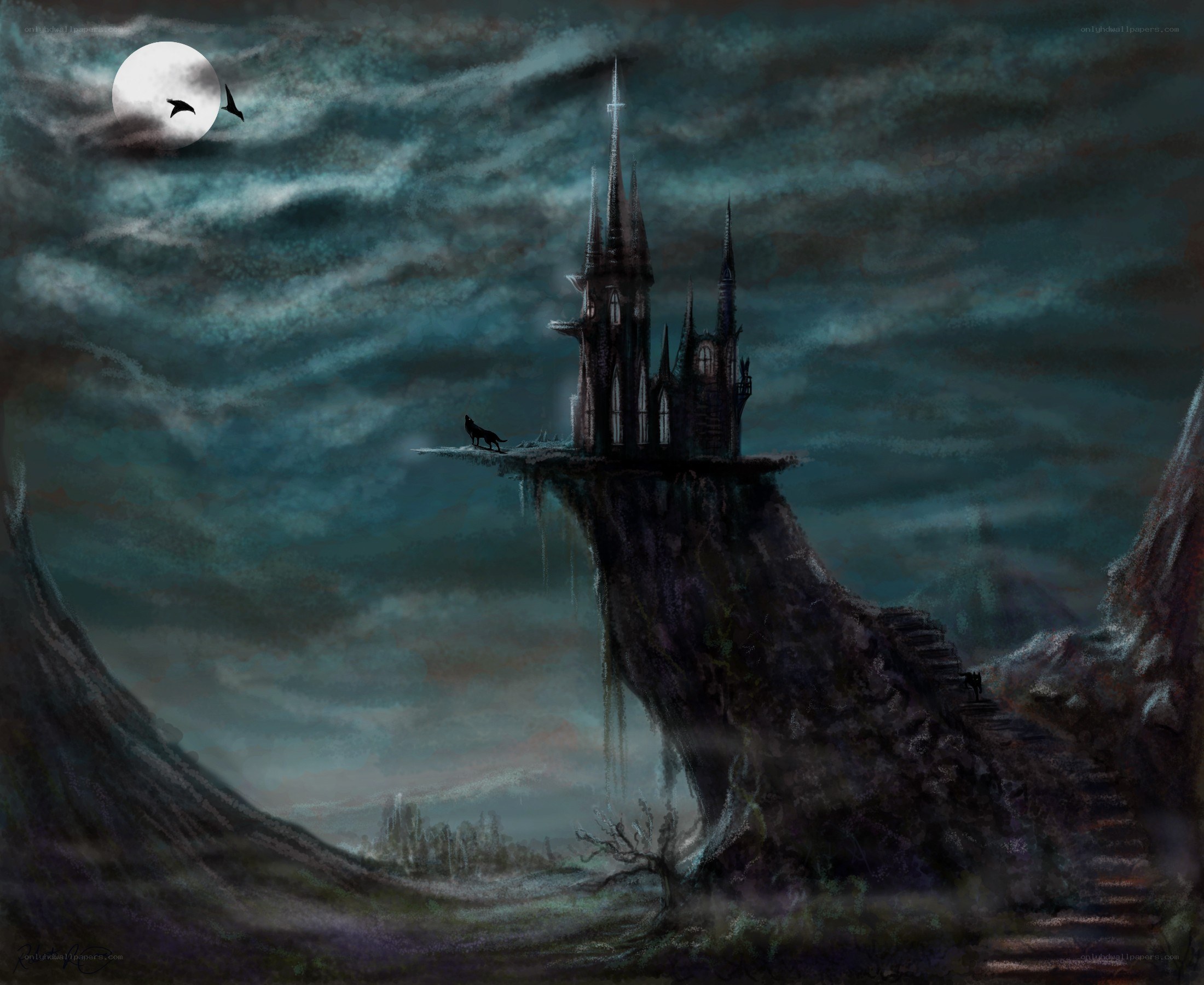 Gothic castle on a cliff