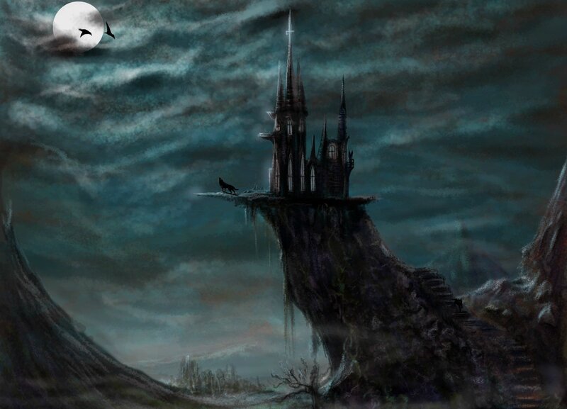 Gothic castle on a cliff