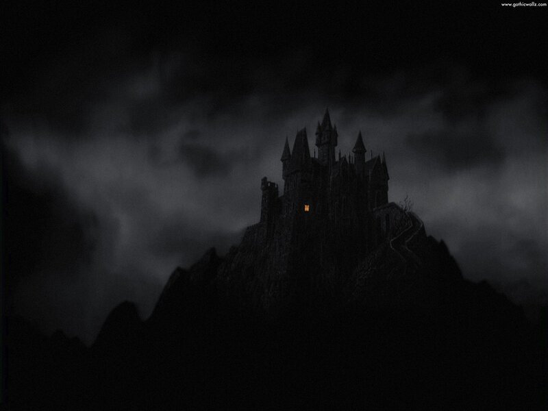 Gothic Castle on Mountain — Black