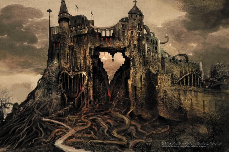 Gothic castle with heart-shaped hole