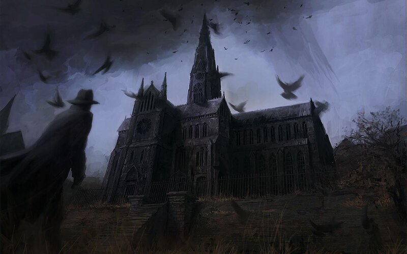 Gothic cathedral at dusk