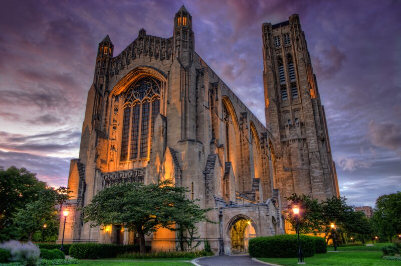 Gothic Cathedral at Dusk — Purple