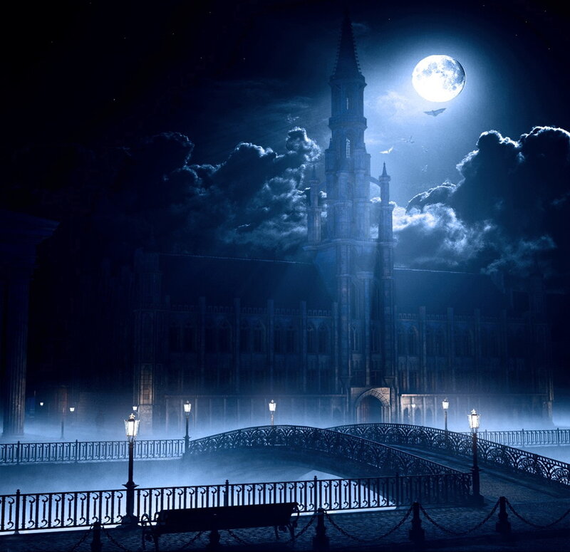 Gothic Cathedral at Night — Blue