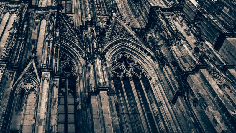 Gothic Cathedral Facade — Black