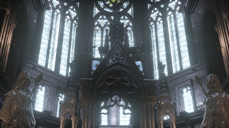 Gothic Cathedral Interior — Black