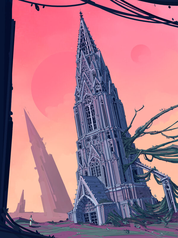 Gothic Cathedral Ruins — Pink