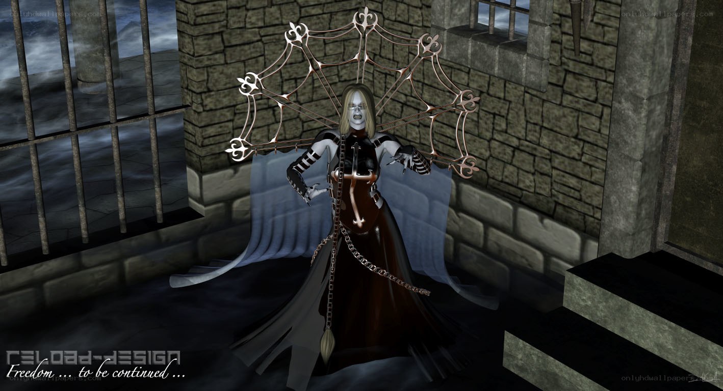 Gothic character in dungeon