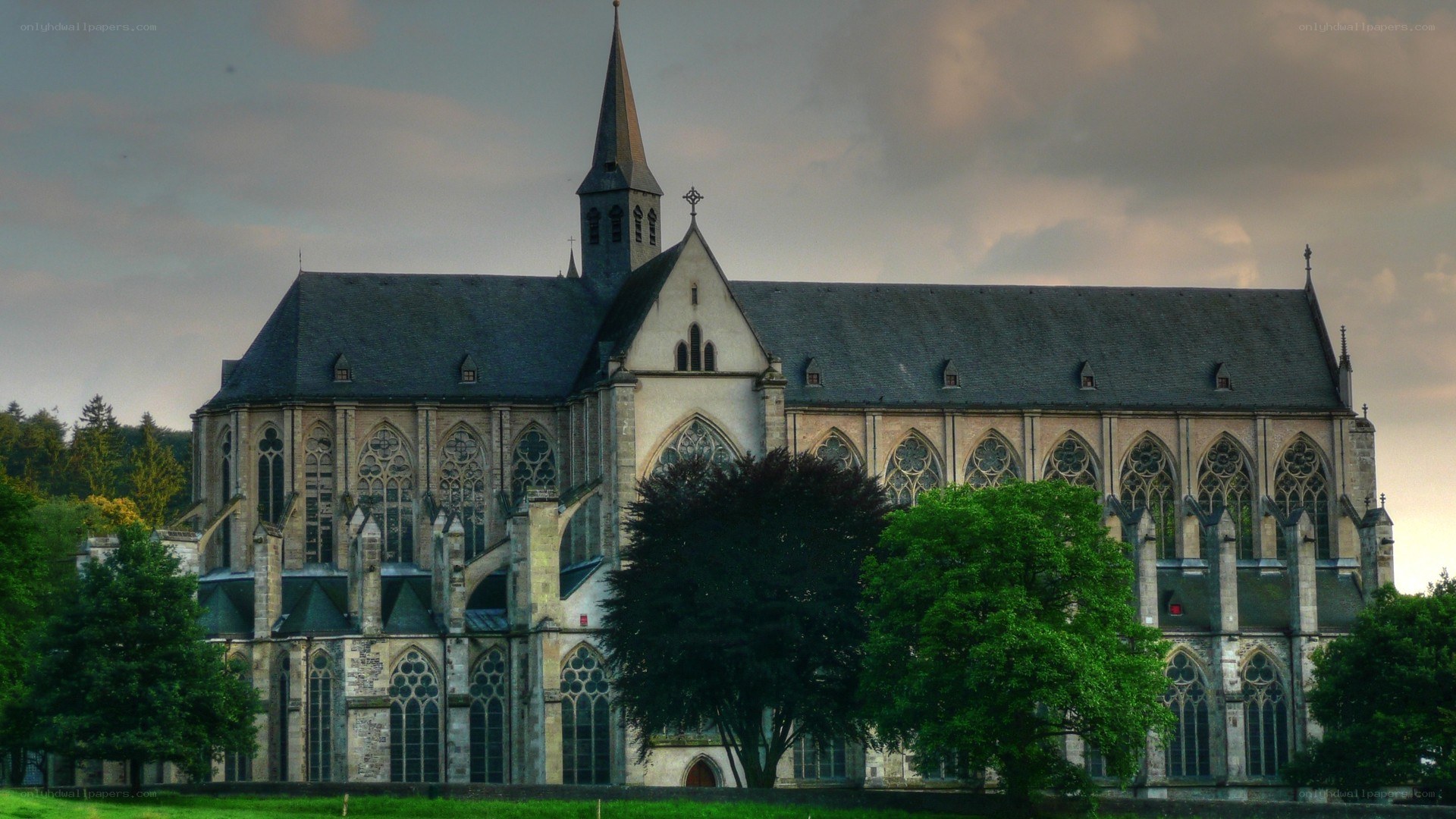 Gothic church at dusk
