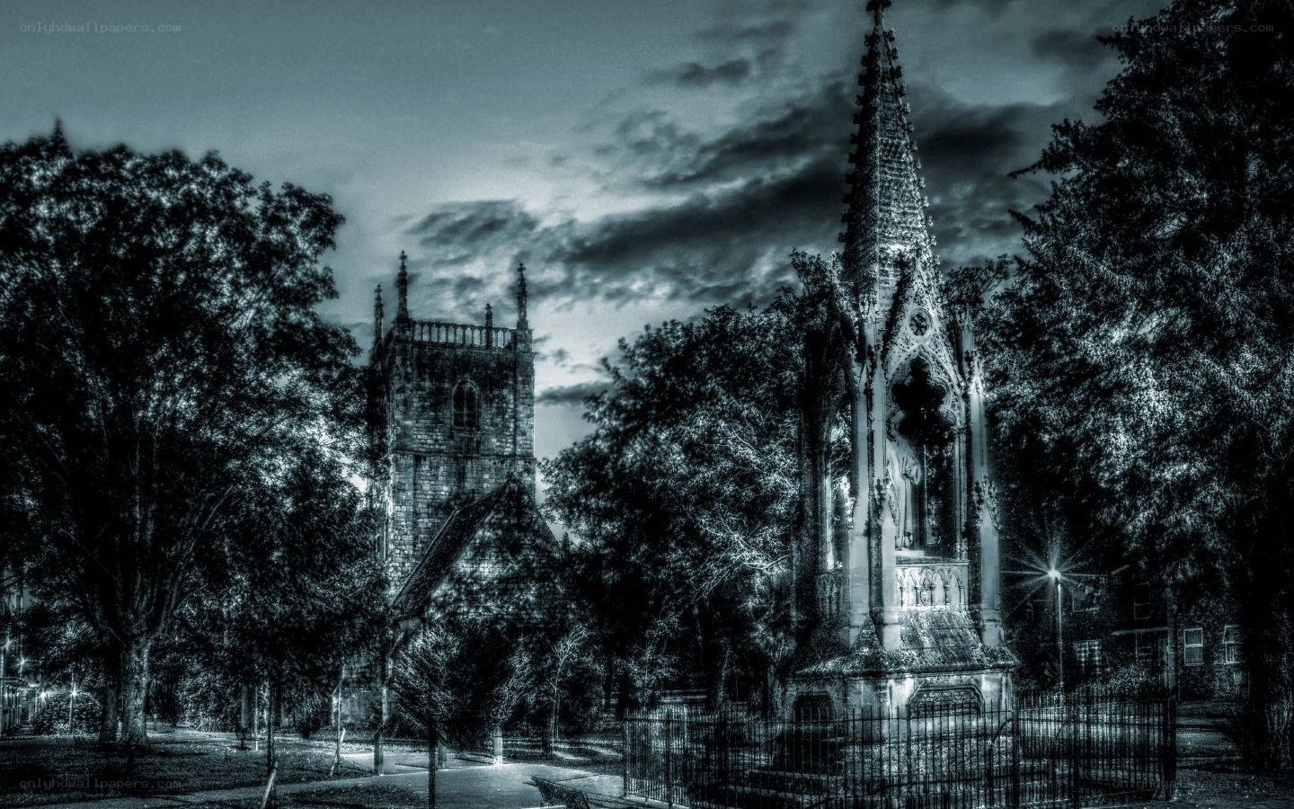 Gothic church at dusk