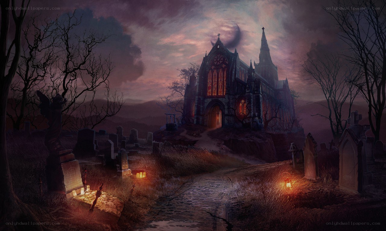 Gothic church at dusk