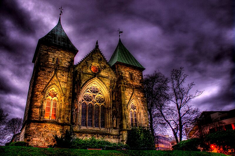 Gothic church at dusk