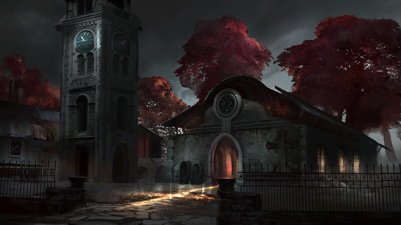 Gothic church at dusk