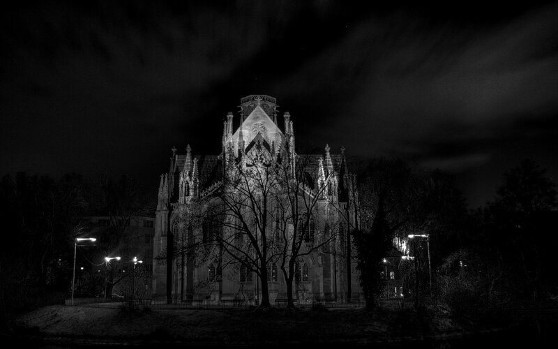 Gothic Church at Night — Black