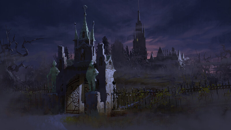 Gothic Church at Night — Purple