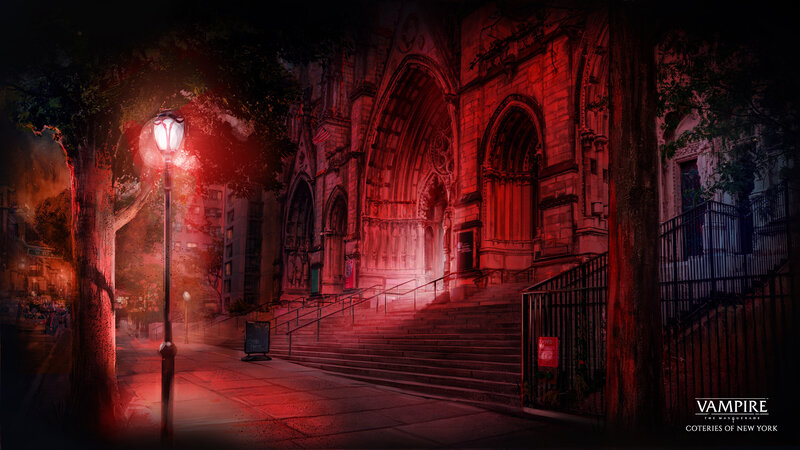 Gothic Church at Night — Red