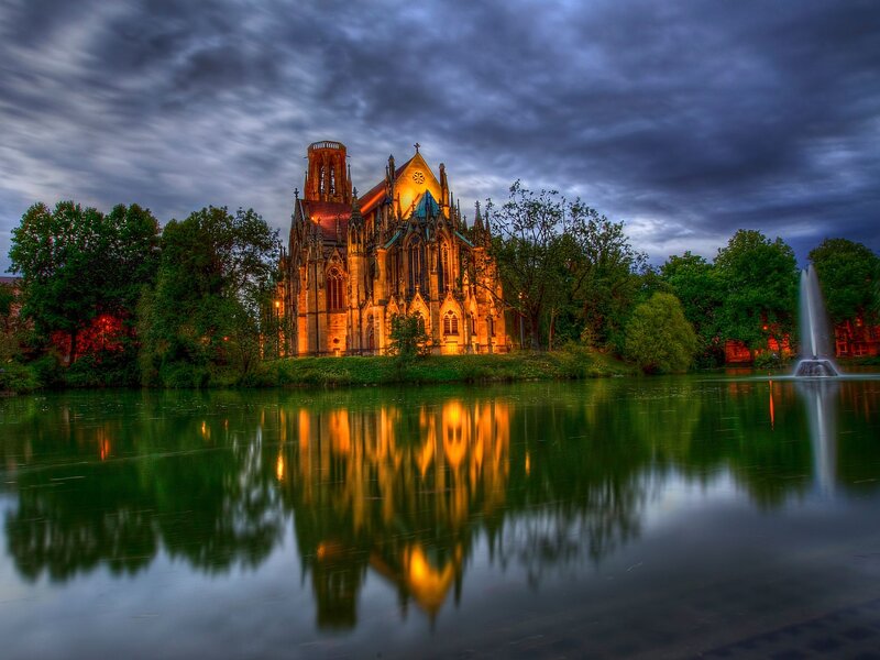 Gothic Church by Lake