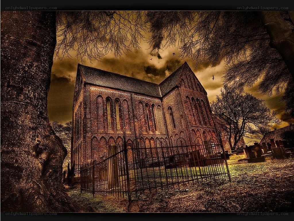 Gothic church in autumn