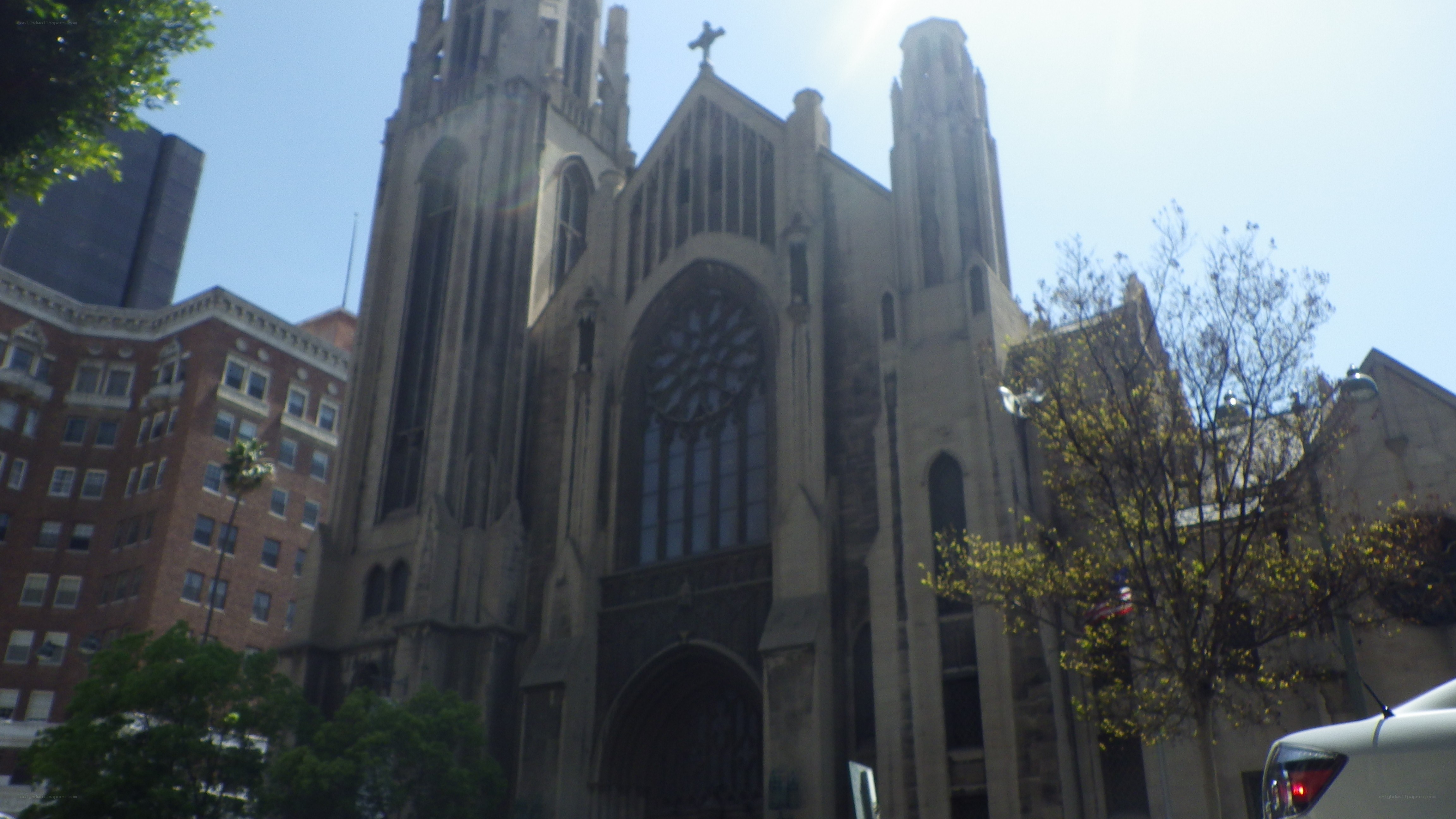 Gothic church in urban setting
