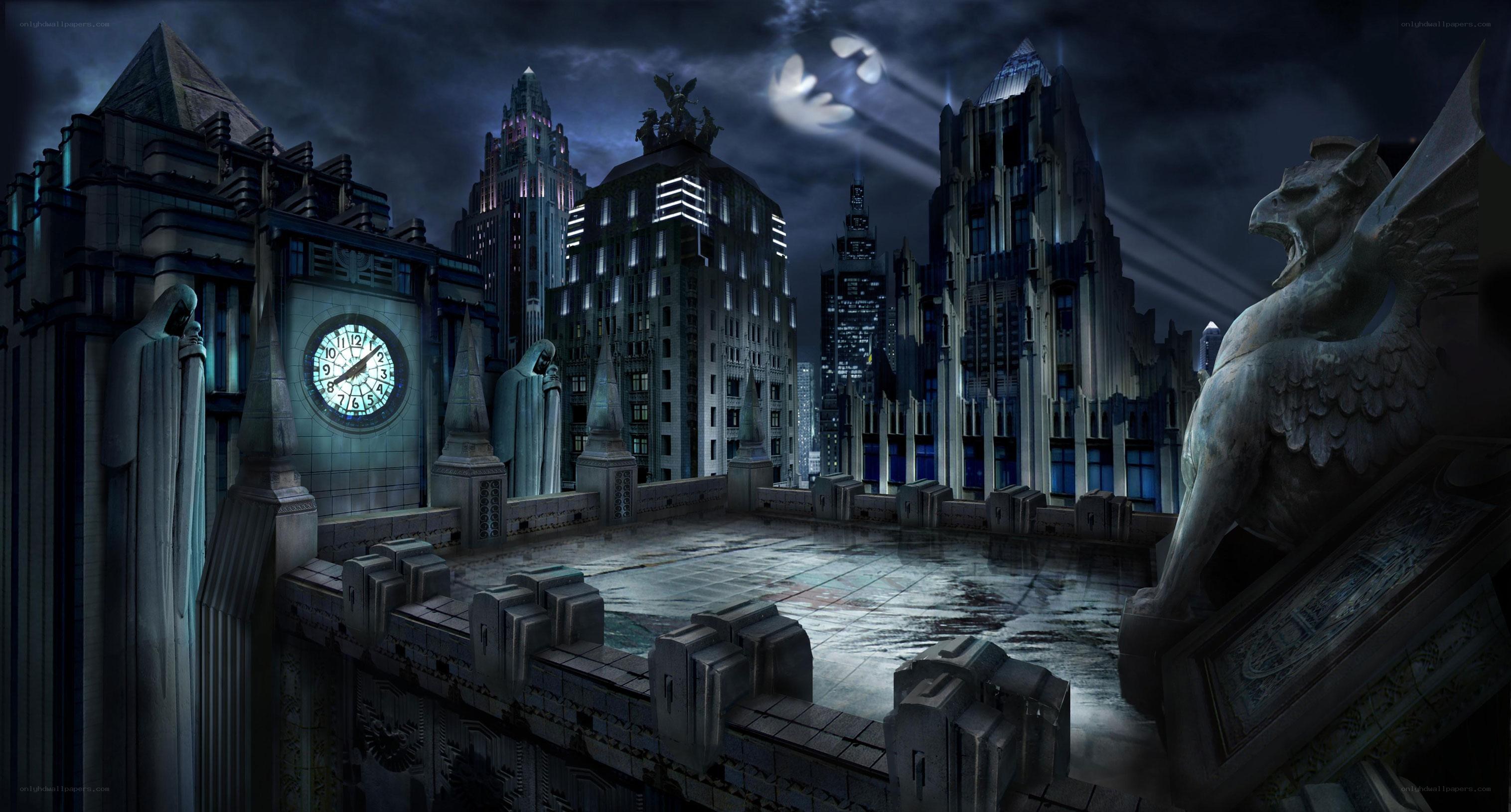 Gothic city at night