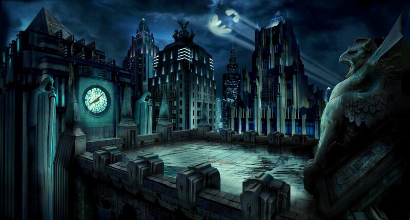 Gothic city at night