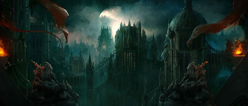 Gothic City at Night — Dark Green