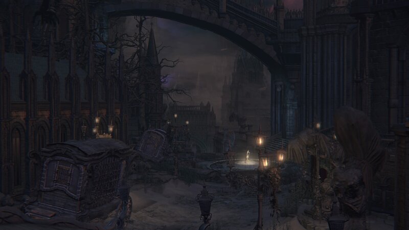 Gothic City Square at Night