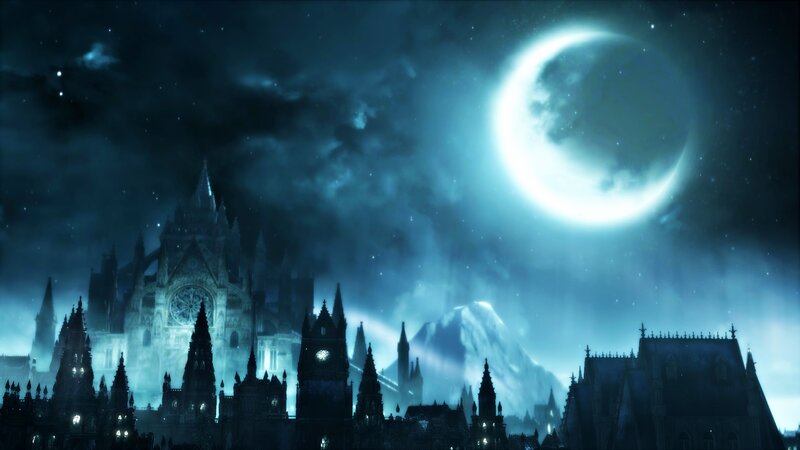 Gothic City under Moon