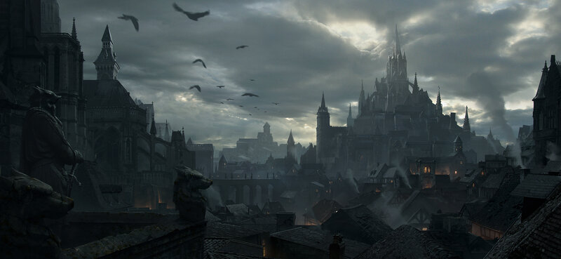 Gothic Cityscape at Dusk