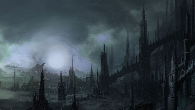 Gothic Cityscape at Night — Gray