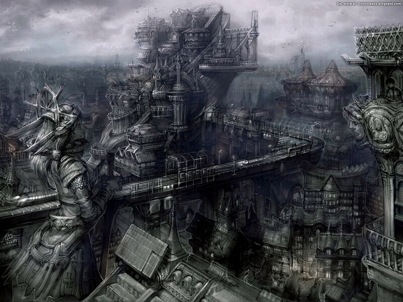 Gothic Cityscape — Gray