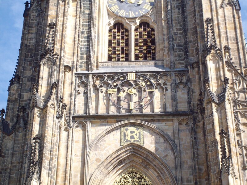 Gothic clock tower facade