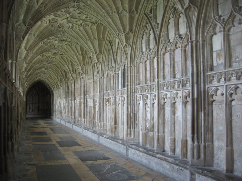 Gothic cloister corridor