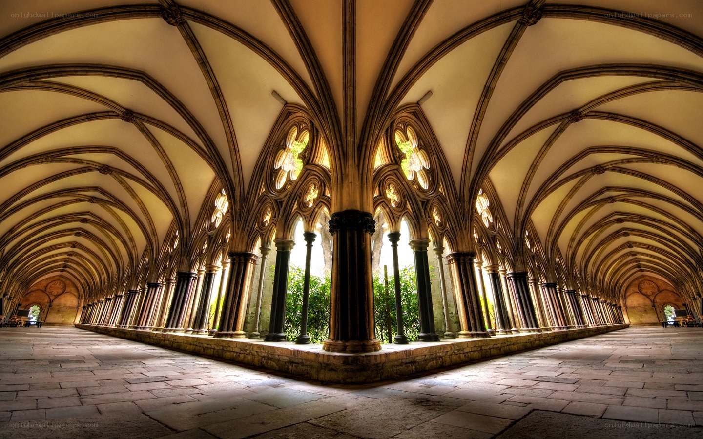 Gothic cloister with arched vaults