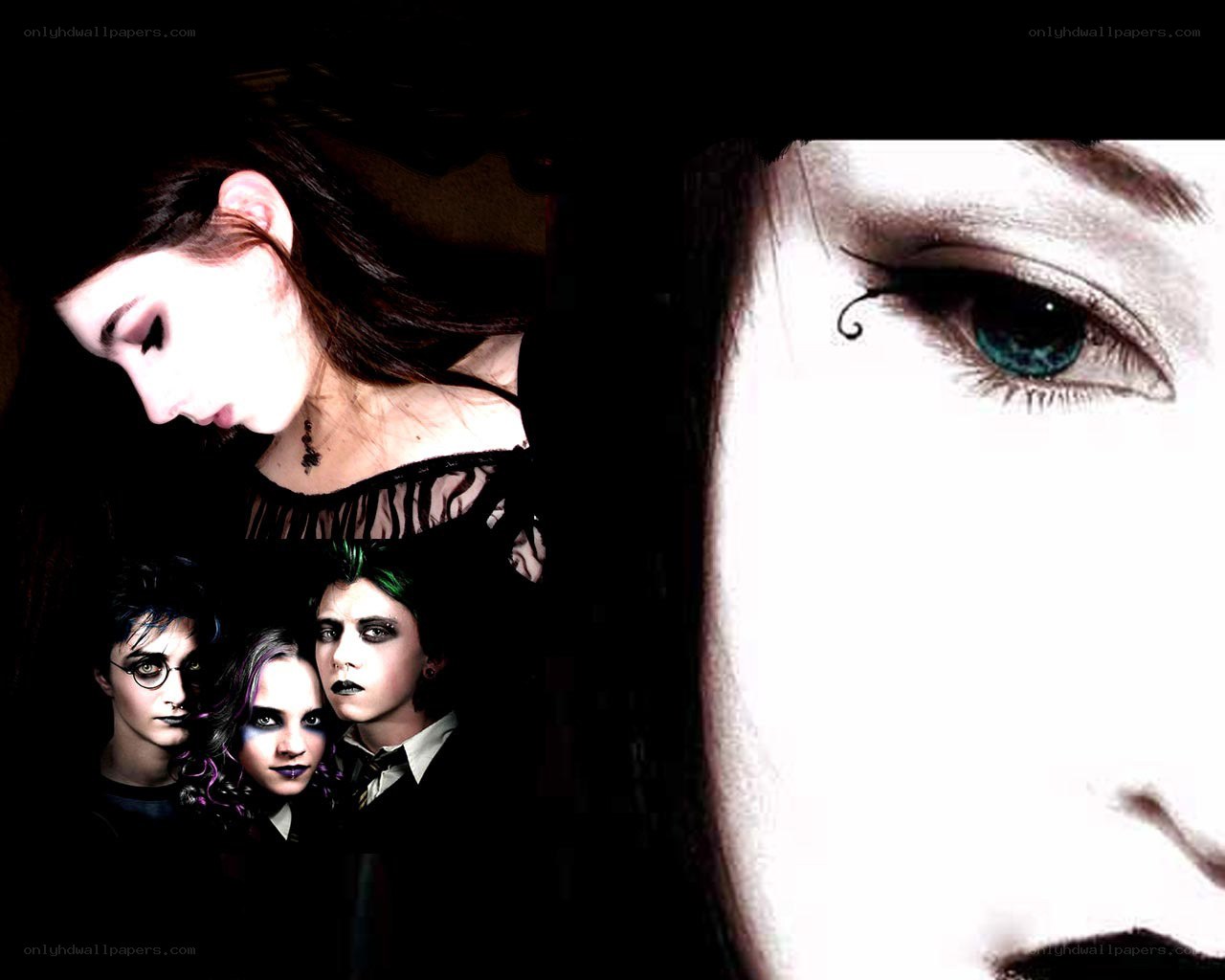 gothic collage with character portraits