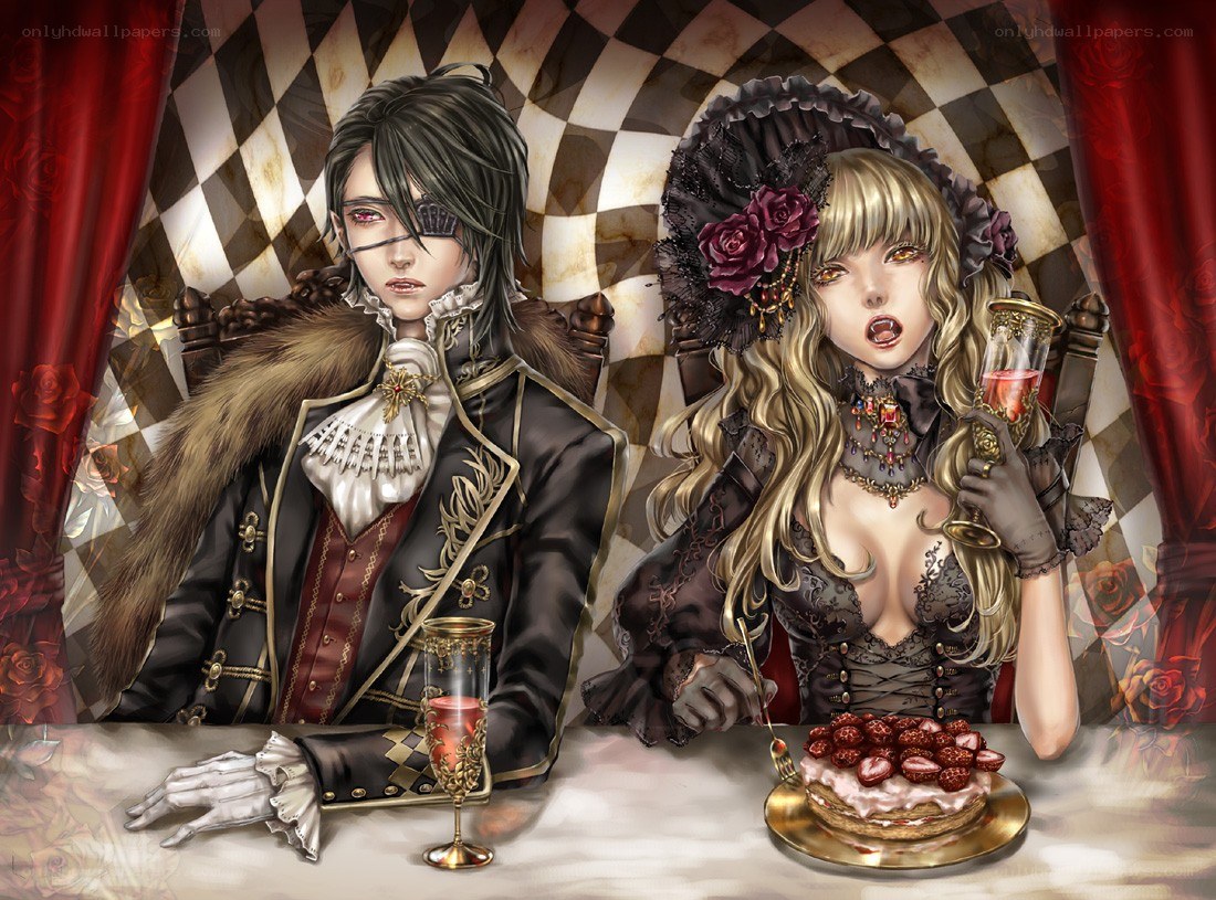Gothic couple at a tea party