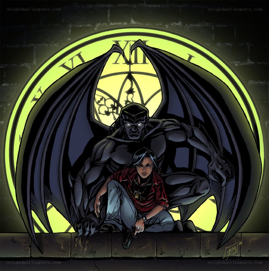 Gothic duo with glowing clock