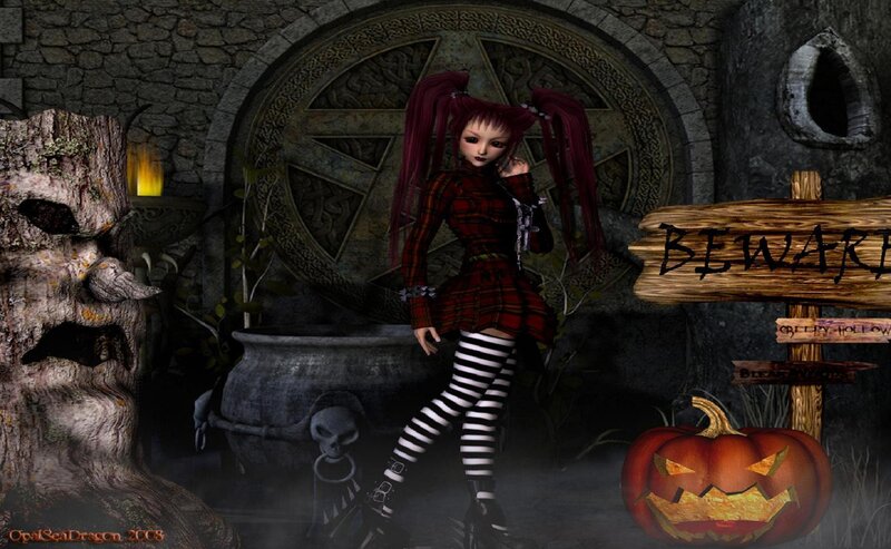 Gothic girl in a spooky setting