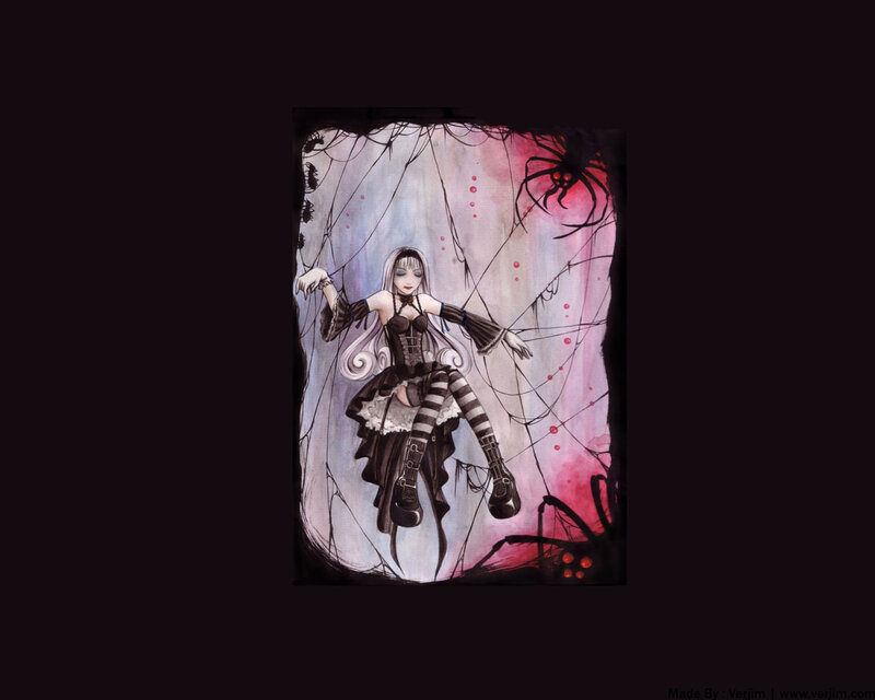 gothic girl in spider web
