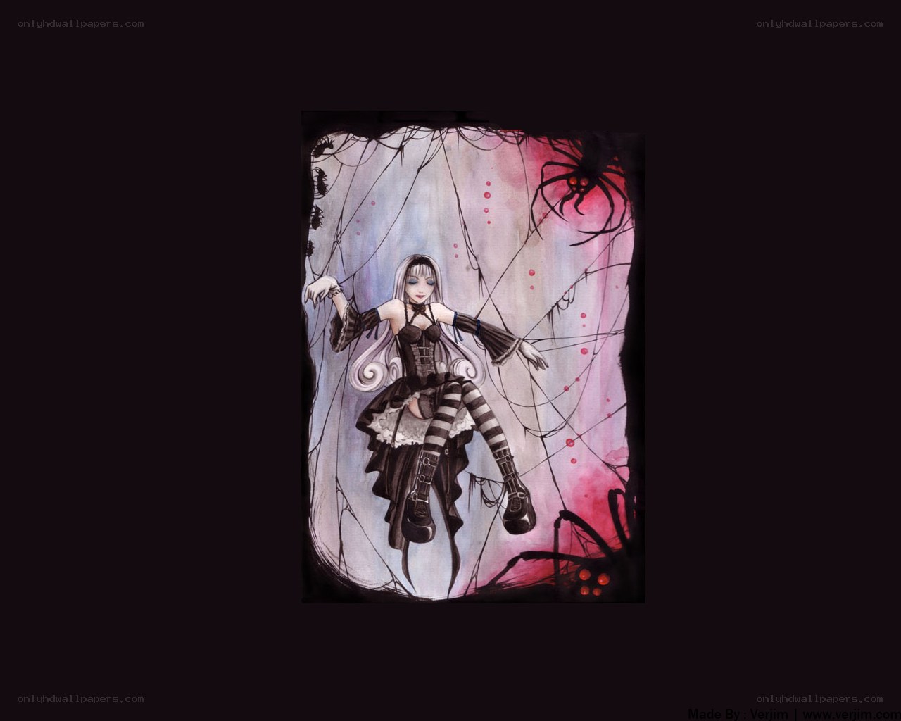 gothic girl in spider web