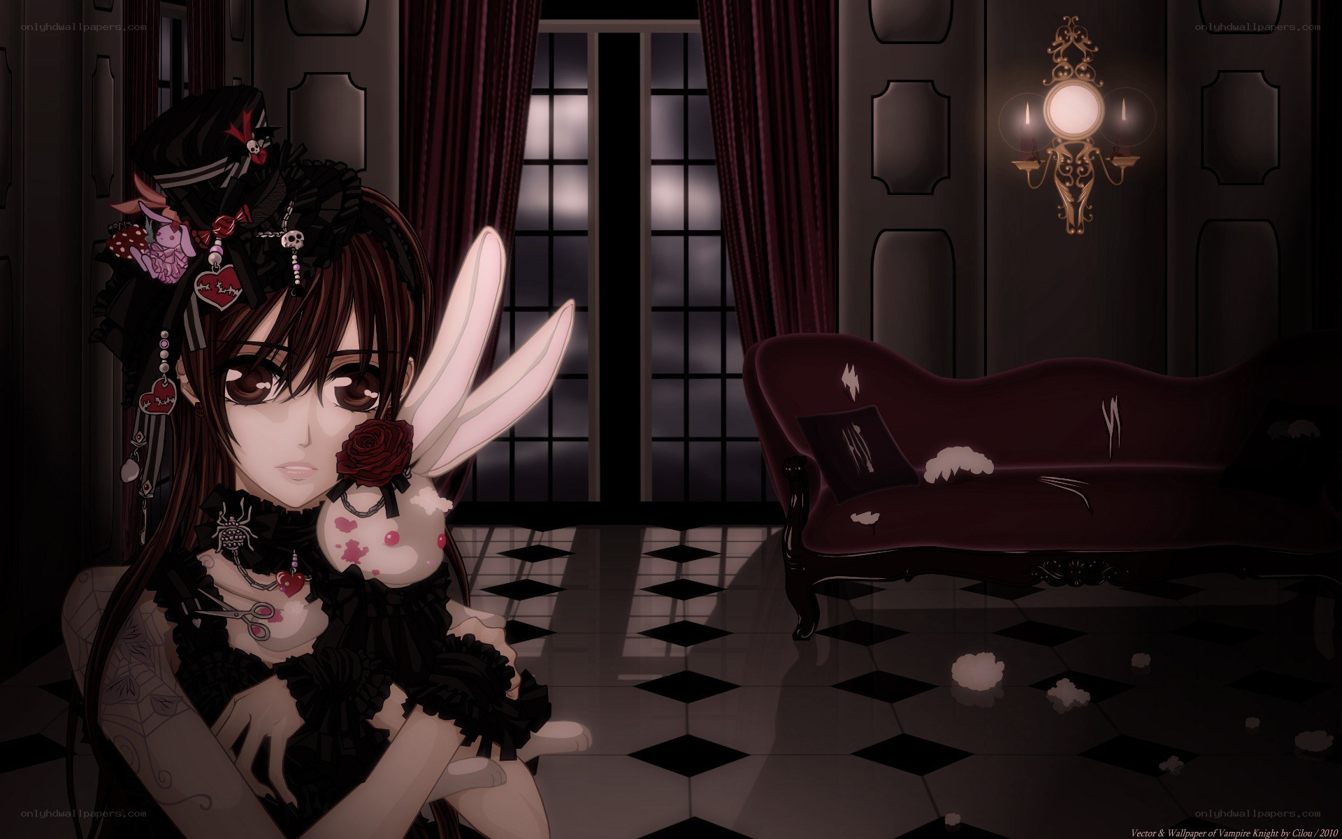 Gothic girl with bunny plush